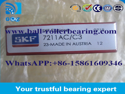 Chrom Steel Precision Angular Contact Bearings, Deep Groove Ball Bearings 7211AC C3 / Kích thước 55*100*21