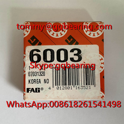 Gcr15 Thép làm từ Hàn Quốc làm loại mở FAG 6003 Deep Groove Ball Bearing