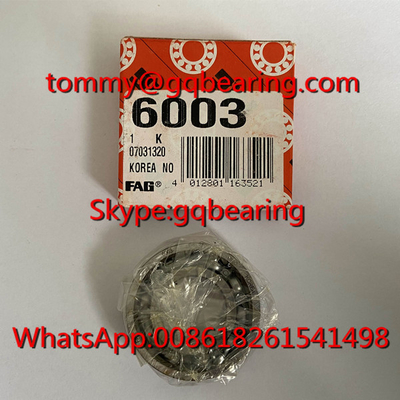 Gcr15 Thép làm từ Hàn Quốc làm loại mở FAG 6003 Deep Groove Ball Bearing